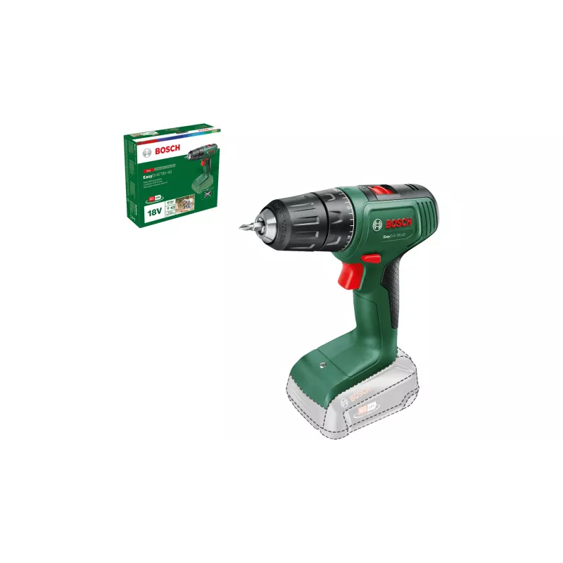 Bosch EasyDrill 18V-40 06039D8000 akumulatora urbjmašīna-skrūvgriezis, 40 Nm, 1630 apgr./min, 2 ātrumu, bez akumulatora un lādētāja, zaļa/melna