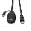 Lindy 43156 USB 3.0 aktīvais pagarinājuma kabelis, USB-A spraudnis – USB-A ligzda, 10 m, USB 3.2 Gen 1, 5 Gbit/s, melnā krāsā