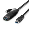 Lindy 43156 USB 3.0 aktīvais pagarinājuma kabelis, USB-A spraudnis – USB-A ligzda, 10 m, USB 3.2 Gen 1, 5 Gbit/s, melnā krāsā
