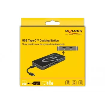 Docking stacija DeLOCK USB Type-C 3.2 4K HDMI DP 1080p VGA USB Hub PD 3.0