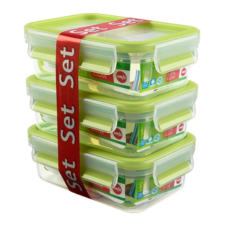 EMSA 508570 pārtikas uzglabāšanas trauks Taisnstūra kaste 0.55 L Caurspīdīgs 3 gab.