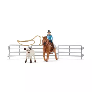 Schleich Cowgirl Team Roping Fun komplekts, 3-8 gadi, daudzkrāsains
