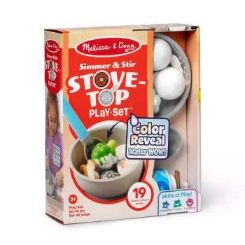 Melissa & Doug Simmer & Stir Stovetop Play Set ar Ūdens WOW! Krāsu Mainošu Rotaļu Pārtiku