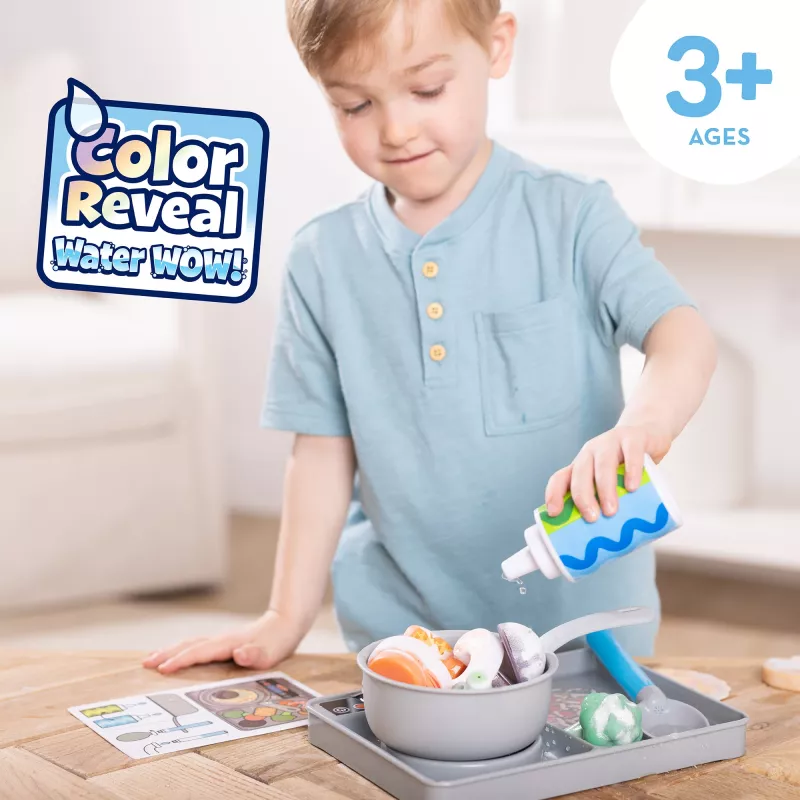 Melissa & Doug Simmer & Stir Stovetop Play Set ar Ūdens WOW! Krāsu Mainošu Rotaļu Pārtiku
