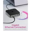 ICY BOX 7-in-1 USB4® DockingStacija ar divkāršu video izvadi, Vadu, USB4, 60 W, 3.5 mm, 10,100,1000 Mbit/s, Antracīts