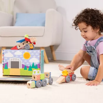 Koka Snap-and-Play transportlīdzekļu komplekts Melissa & Doug Blockables, 54 gab., savienojami, FSC sertificēts