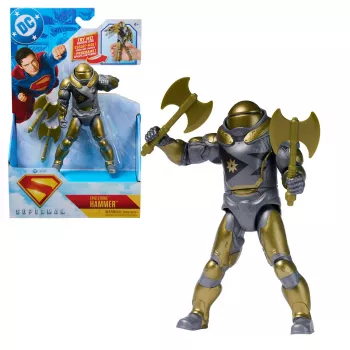 Superman Hammers of Boravia 6 collas darbības figūra, filmas stils, 2 aksesuāri, zelts/pelēks