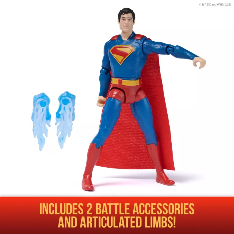 DC Comics SUPERMAN Epic Strike darbības figūra, 15 cm, autentisks filmas stils, 2 aksesuāri, rotaļlieta bērniem no 4 gadiem