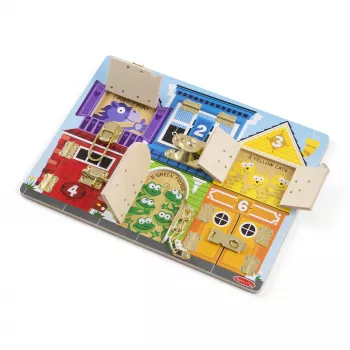 Melissa & Doug MDT MSK Latču dēlis ar aizbīdņiem, 3 gadi, koks, daudzkrāsains