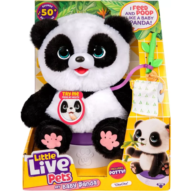 Mazais Dzīvnieks Moose Toys Little Live Pets Mana Panda Čuču, rotaļlieta panda, 4 gadi, interaktīva, skaņas, AA