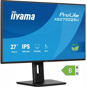 IIYAMA ProLite XB2792QSU-B1 27 inch IPS QHD monitors ar augstuma regulējamu statīvu, USB 3.2 centrmezglu un skaļruņiem, melns, B energoklase