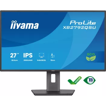IIYAMA ProLite XB2792QSU-B1 27 inch IPS QHD monitors ar augstuma regulējamu statīvu, USB 3.2 centrmezglu un skaļruņiem, melns, B energoklase