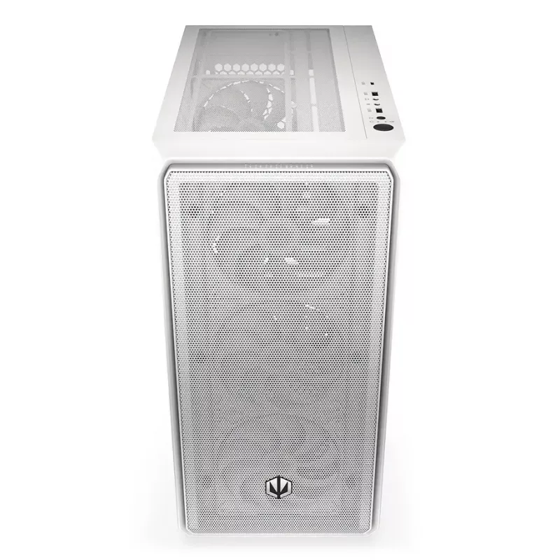 PC Midi Tower korpuss ENDORFY ARX 500 ARGB White — rūdīts stikls, atbalsta ATX/Micro-ATX/Mini-ITX, 3x140mm priekšā + 1x140mm aizmugurē, 1×3.5 collu + 6×2.5 collu vietas