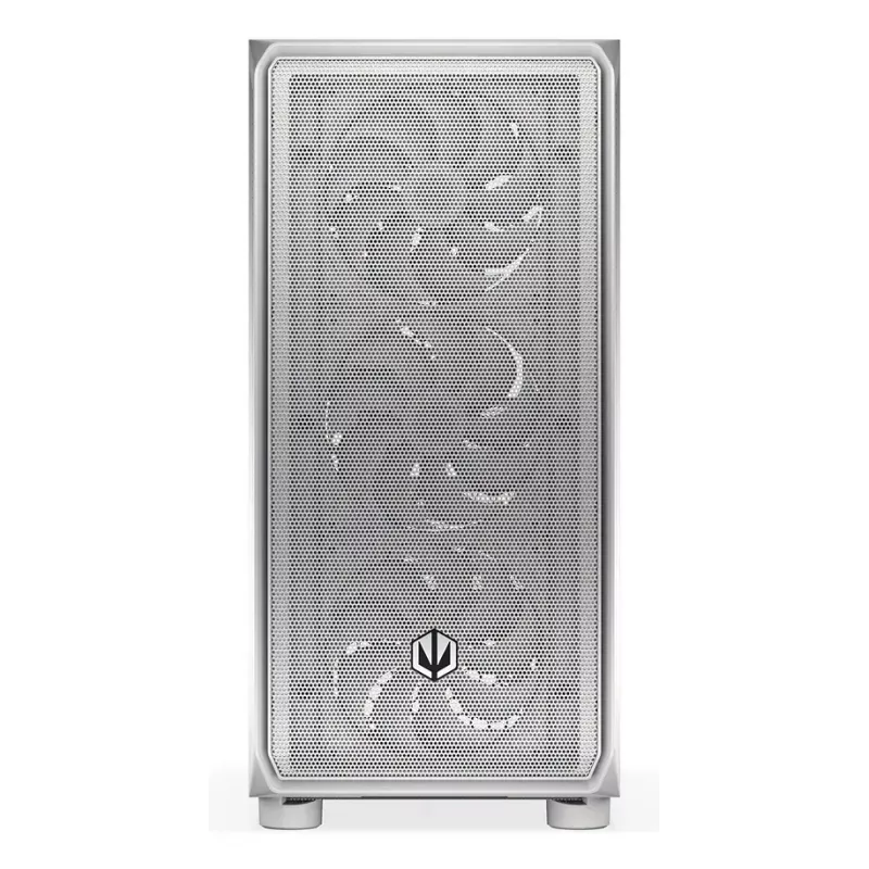PC Midi Tower korpuss ENDORFY ARX 500 ARGB White — rūdīts stikls, atbalsta ATX/Micro-ATX/Mini-ITX, 3x140mm priekšā + 1x140mm aizmugurē, 1×3.5 collu + 6×2.5 collu vietas