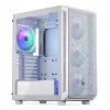 PC Midi Tower korpuss ENDORFY ARX 500 ARGB White — rūdīts stikls, atbalsta ATX/Micro-ATX/Mini-ITX, 3x140mm priekšā + 1x140mm aizmugurē, 1×3.5 collu + 6×2.5 collu vietas