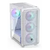 PC Midi Tower korpuss ENDORFY ARX 500 ARGB White — rūdīts stikls, atbalsta ATX/Micro-ATX/Mini-ITX, 3x140mm priekšā + 1x140mm aizmugurē, 1×3.5 collu + 6×2.5 collu vietas