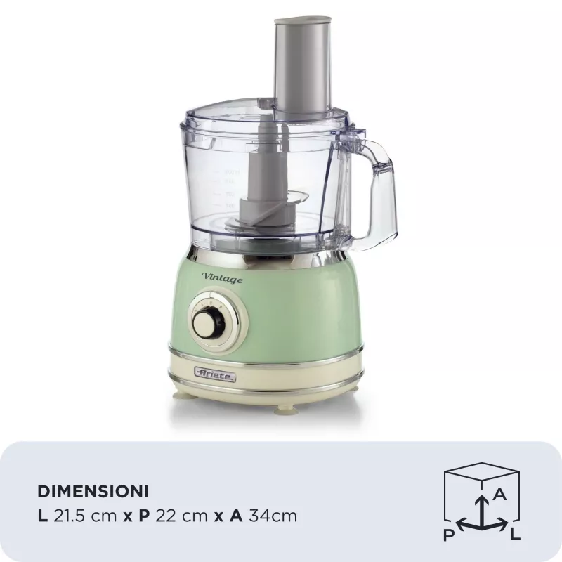 Virtuves kombains ARIETE Vintage Line 1781/04 — 1000 W, 2.1 L, zaļš