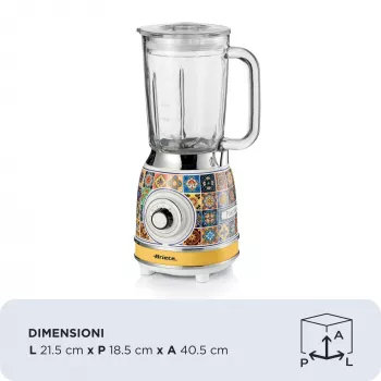 Ariete 583 Positano blenderis ar 1,5 litru stikla trauku, 4 nerūsējošā tērauda asmeņiem, 4 ātrumiem + pulsācija, 1000 W