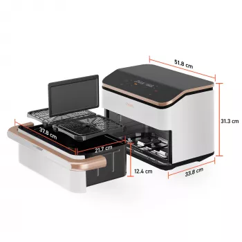 Cosori Dual Blaze Twinfry Chef Edition Dubultā 10 L Brīvstāvoša 2800 W Karstā gaisa fritieris Roza zelts, Balts