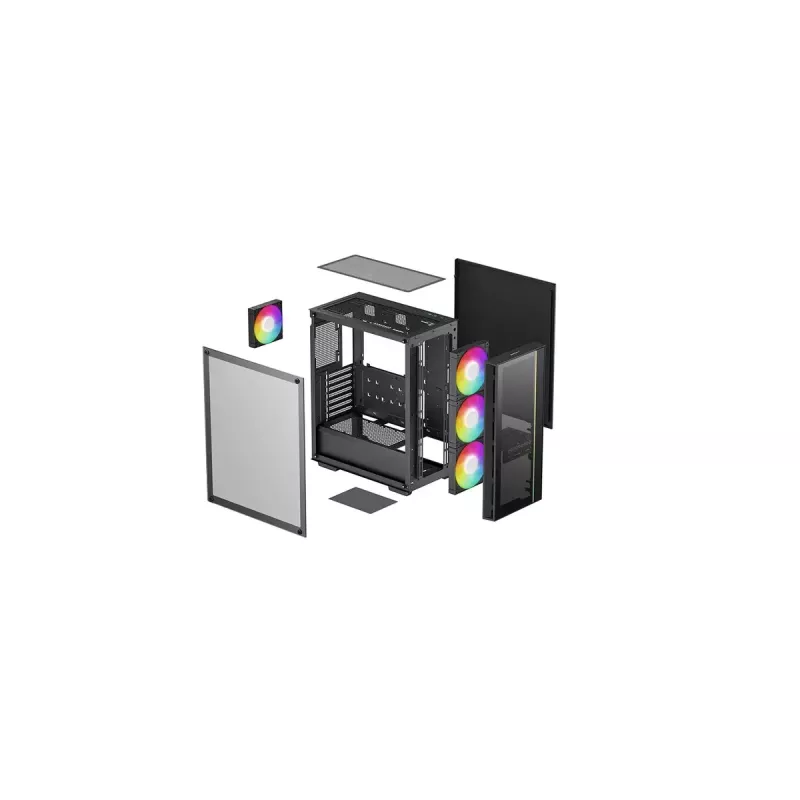 DeepCool MATREXX 55 V4 C R-MATREXX55-BCADA4-G-4 Midi Tower datora korpuss, rūdīts stikls, ATX/Micro-ATX/Mini-ITX, melns