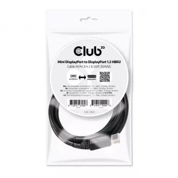 CLUB3D Mini DisplayPort uz DisplayPort 1.2 kabelis M/M 2m/6.56ft 4K60Hz