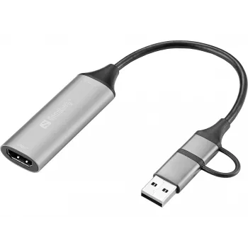 Sandberg HDMI Capture Link uz USB-C/A, HDMI Type A (sieviete), USB Type-A + USB Type-C (tēviņi)