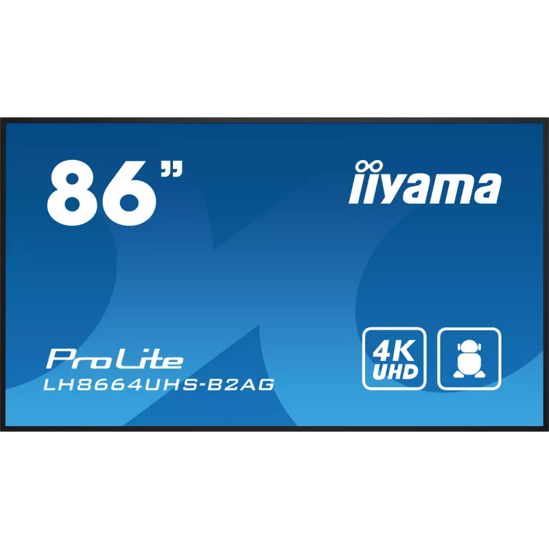 iiyama LH8664UHS-B2AG digitālais displejs 85.6 collu 4K Ultra HD 500 cd/m² Wi-Fi Android 11 24/7