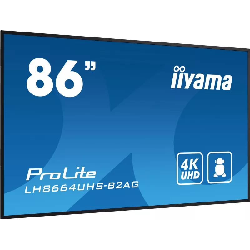 iiyama LH8664UHS-B2AG digitālais displejs 85.6 collu 4K Ultra HD 500 cd/m² Wi-Fi Android 11 24/7