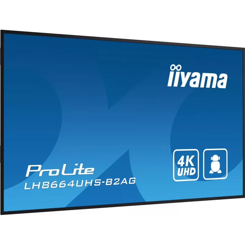 iiyama LH8664UHS-B2AG digitālais displejs 85.6 collu 4K Ultra HD 500 cd/m² Wi-Fi Android 11 24/7