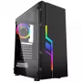 PC korpuss GEMBIRD Fornax 2000 RGB Midi Tower Melns — Micro ATX/ITX/ATX, 1x120mm aizmugures ventilators, 2x2.5 collu nodalījumi, 2x3.0 USB-A, rūdīts stikls