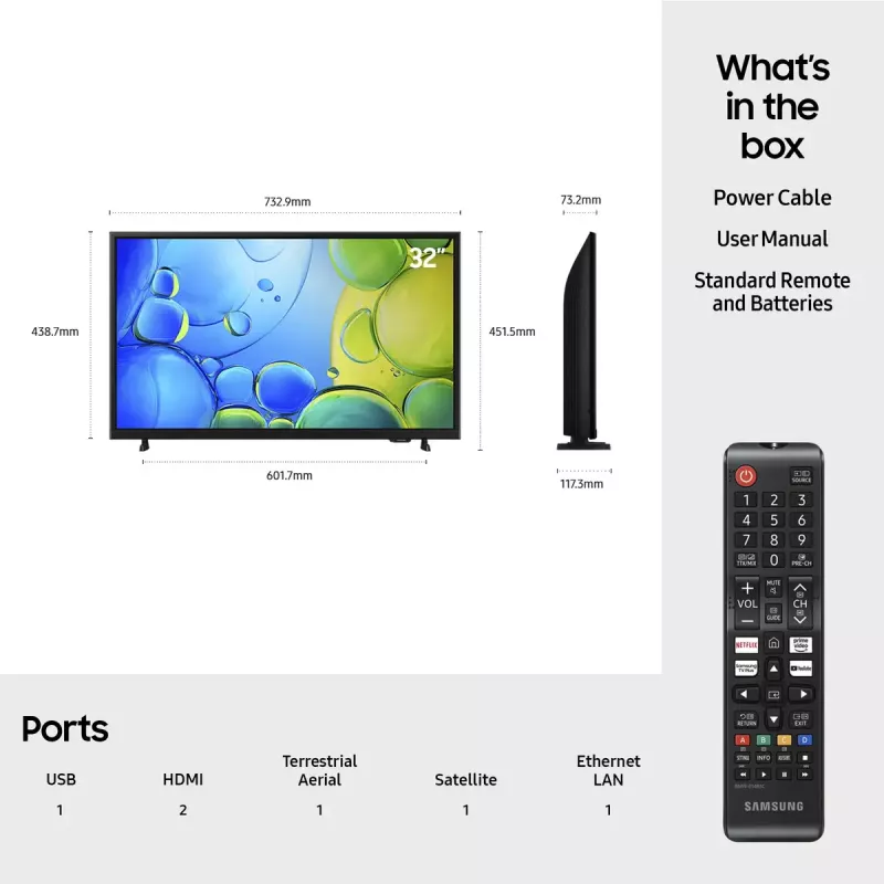 LED televizors Samsung UE32F6000FKXXU 32 collas (81,3 cm) Full HD 1920x1080, Tizen, Wi‑Fi, HDR10+, 2×HDMI, 2.0ch, VESA 200×200