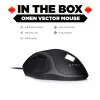 HP OMEN Vector pele, labā roka, IR LED, USB Type-A, 16000 DPI, 1 ms, Melna