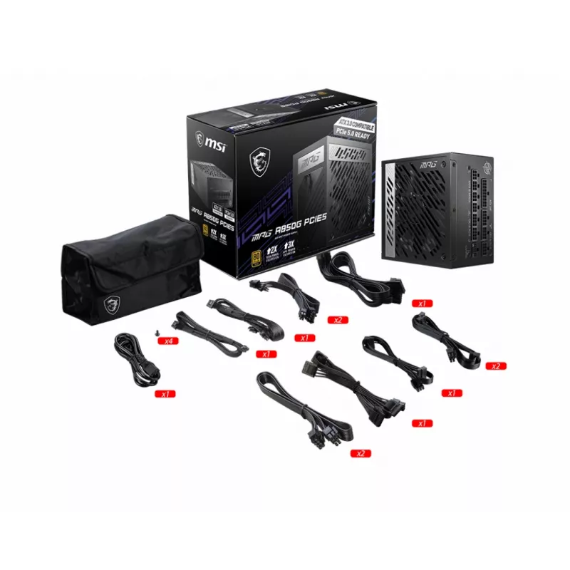 MSI MPG A850G PCIE5 barošanas bloks 850 W 24-pin ATX ATX Melns