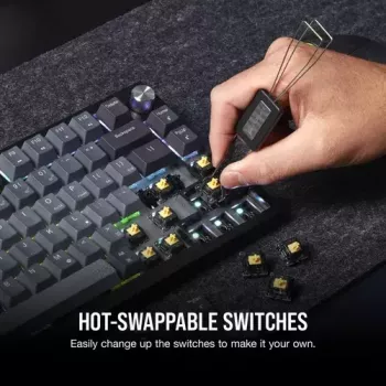 Mehāniskā spēļu tastatūra Corsair K65 PLUS WIRELESS RGB bezvadu USB melna