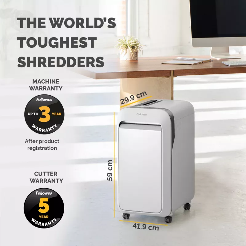 Fellowes LX221 papīru smalcinātājs, 20 lapas, mikrošķērsgriezums, 30 L, balts