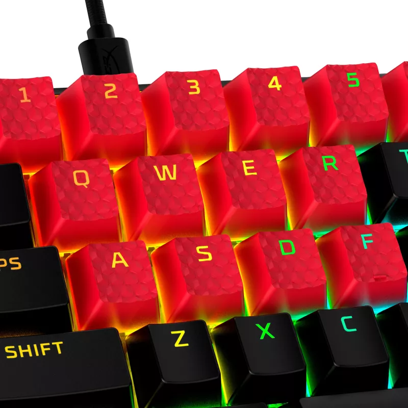 HyperX Gumijas Taustiņi - Spēļu Piederumu Komplekts - Sarkans (US Izkārtojums)