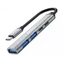 Sandberg USB-C uz 3xUSB-A+2xUSB-C SAVER USB 3.2 Gen 1 Pelēks Alumīnija centrmezgls