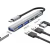 Sandberg USB-C uz 3xUSB-A+2xUSB-C SAVER USB 3.2 Gen 1 Pelēks Alumīnija centrmezgls