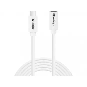 Sandberg USB-C uz USB-C pagarinātājkabelis 2m 100W USB 3.2 Gen 2 balts
