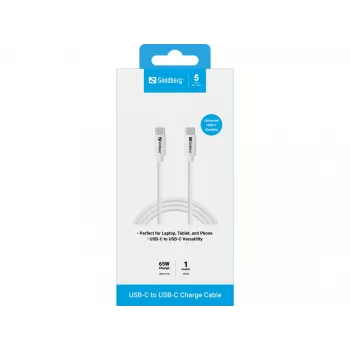 Sandberg USB-C uzlādes kabelis 1m, 65W, balts