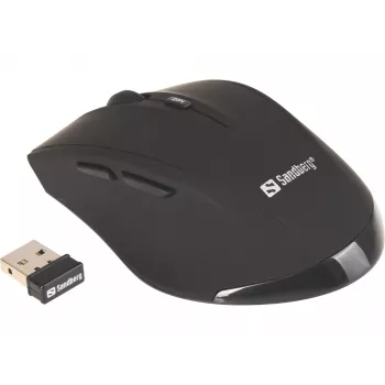 Sandberg Wireless Mouse Pro, labai rokai, optiskā, RF bezvadu, 1600 DPI, melna