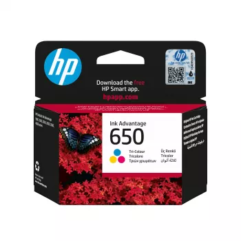 HP 650 Tri-color Original Ink Advantage kasetne, ciāna, fuksīna, dzeltena, 1 gab., 200 lapas