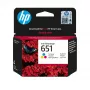 HP 651 Tri-color Original Ink Advantage kasetne, ciāna, fuksīna, dzeltena, 1 gab., 300 lapas