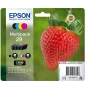 Epson Strawberry Multipack 4 krāsas 29 Claria Home Tinte, Melna, Ciāna, Fuksīna, Dzeltena, 5.3 ml, 3.2 ml, 1 gab., 175 lapas, Multi pack