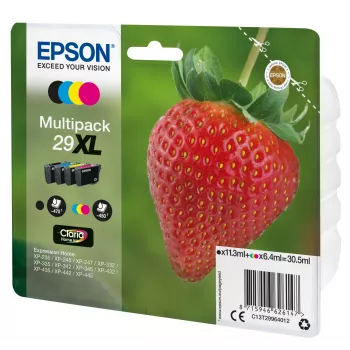 Epson Strawberry Multipack 4 krāsas 29XL Claria Home Tinte, Melna, Ciāna, Fuksīna, Dzeltena, 11,3 ml, 6,4 ml, 1 gab., 470 lpp., Multi pack