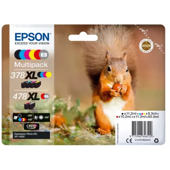 Epson Claria Photo HD 6-krāsu multipakotne 378XL / 478XL (melnā, ciāna, fuksīna, dzeltenā, sarkanā, pelēkā)