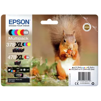 Epson Claria Photo HD 6-krāsu multipakotne 378XL / 478XL (melnā, ciāna, fuksīna, dzeltenā, sarkanā, pelēkā)