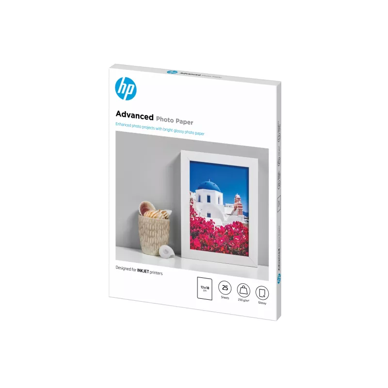 HP Q8696A Advanced Glossy spīdīgs fotopapīrs 13 x 18 cm (130 x 180 mm), bez apmalēm, 250 g/m², 25 loksnes
