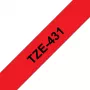 Brother TZE-431 līmlentes kasete, melns uz sarkana