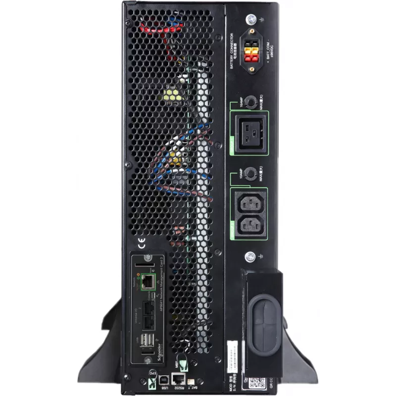 APC Smart-UPS On-Line, 5kVA/5kW, Rack/Tower, 230V, 2x IEC C13+1x IEC C19+Hard wire 3-wire (H+N+E) izejas, tīkla karte, bez sliežu komplekta